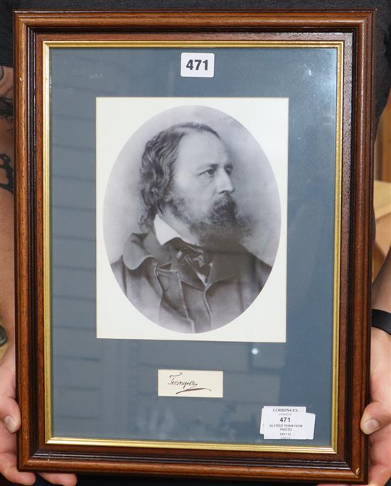 A photograph of Alfred Tennyson, with signature